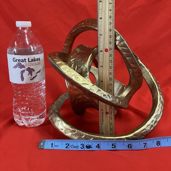 Vintage Gold Tone Metal Knot / Abstract Art / Modern Sculpture Painted / Flaw - Picture 2 of 16